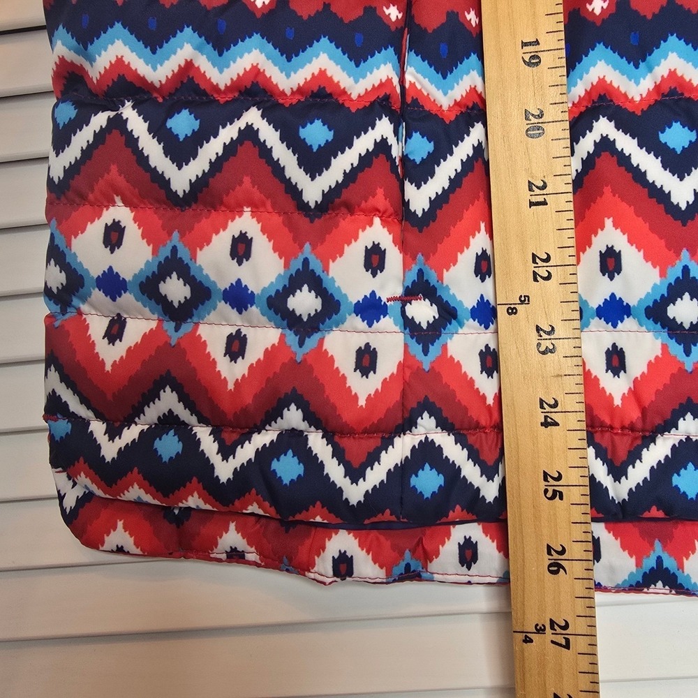 Lands' End Down Puffer Vest Women Sz Large Fair Isle Chevron Aztec Cozy Outdoors - Picture 15 of 15
